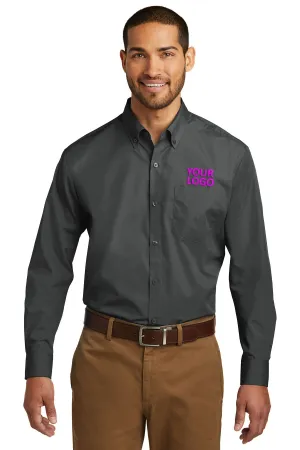 Port Authority Carefree Poplin Custom Shirts, Graphite