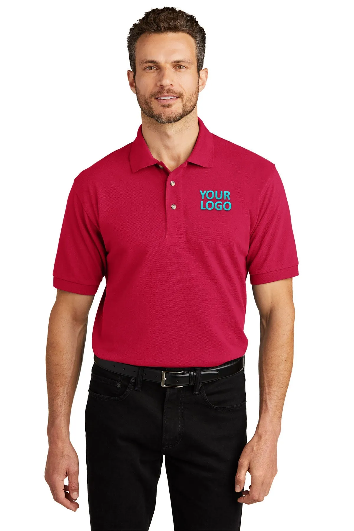 Port Authority Heavyweight Customized Cotton Pique Polos, Red