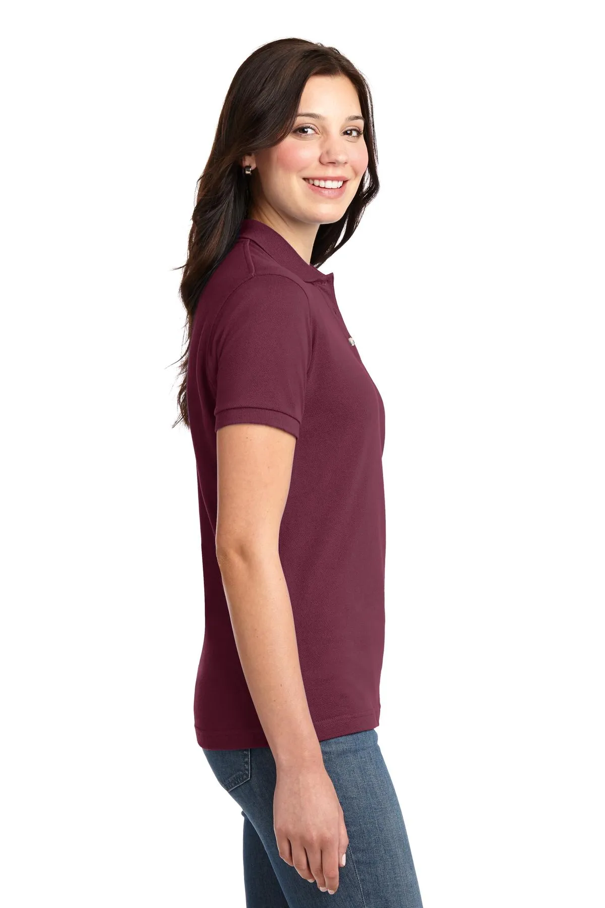 Port Authority Ladies Heavyweight Customized Cotton Pique Polos, Burgundy