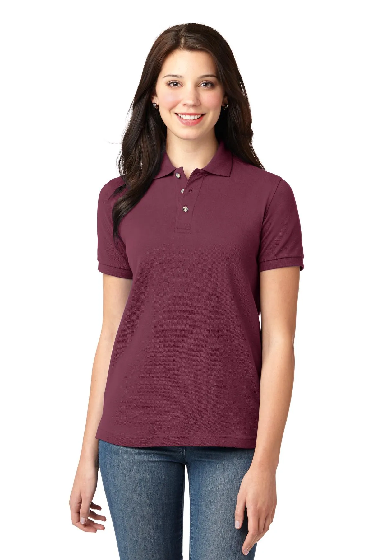 Port Authority Ladies Heavyweight Customized Cotton Pique Polos, Burgundy