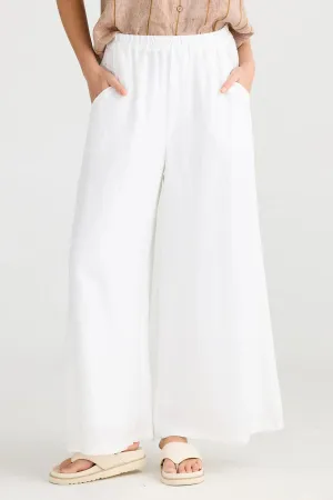 Positano Pant in White Linen Blend