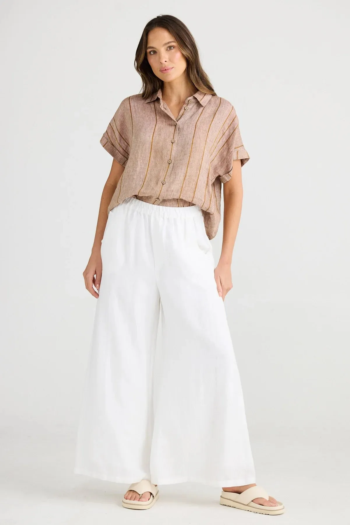 Positano Pant in White Linen Blend