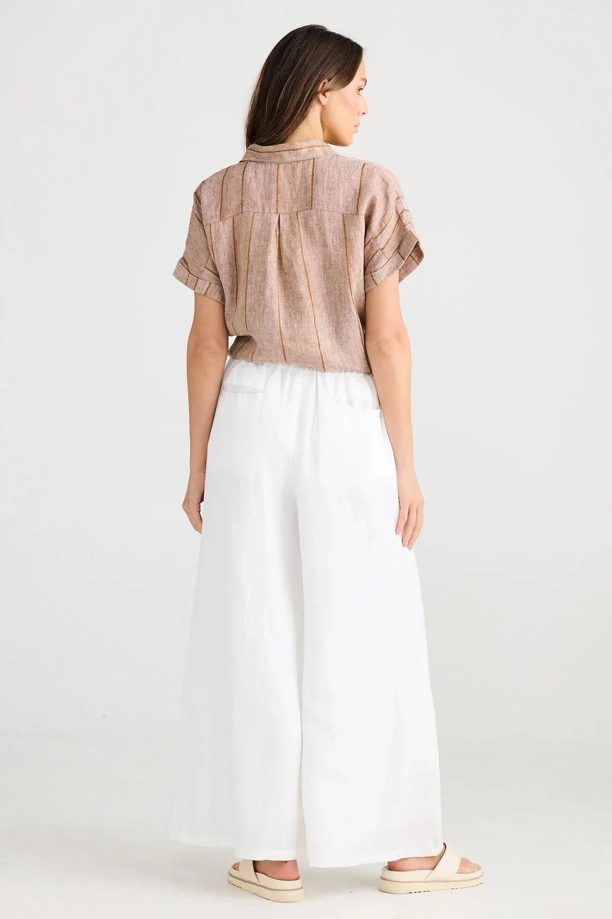 Positano Pant in White Linen Blend