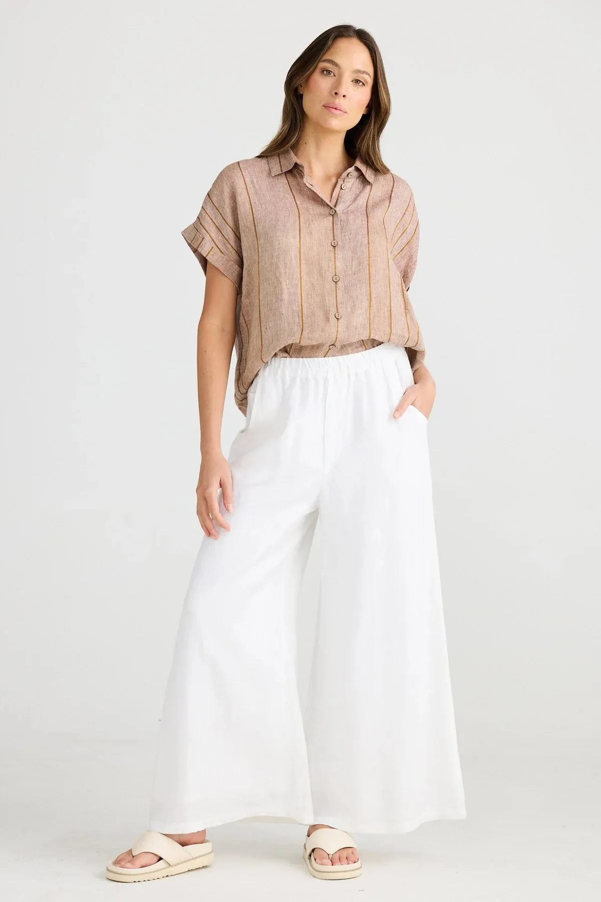 Positano Pant in White Linen Blend