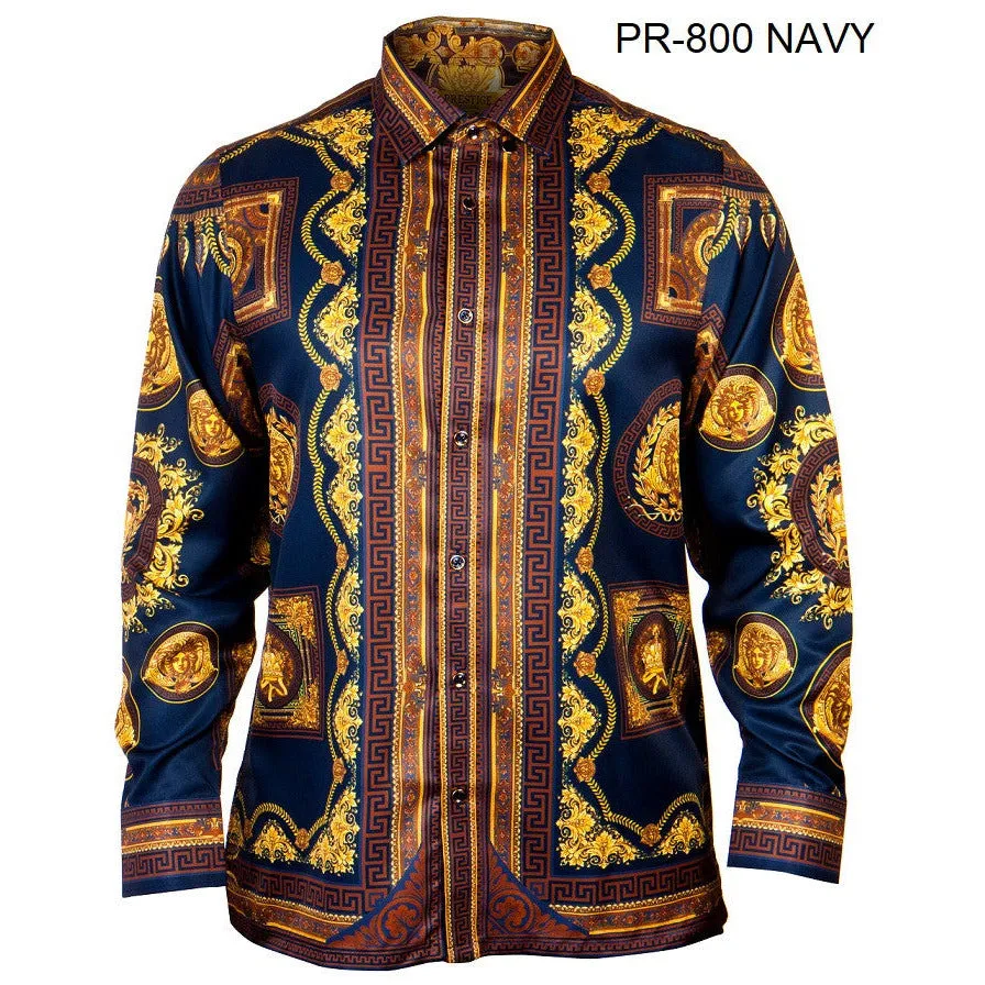 PRESTIGE BUTTON DOWN NAVY PATTERNED SHIRT