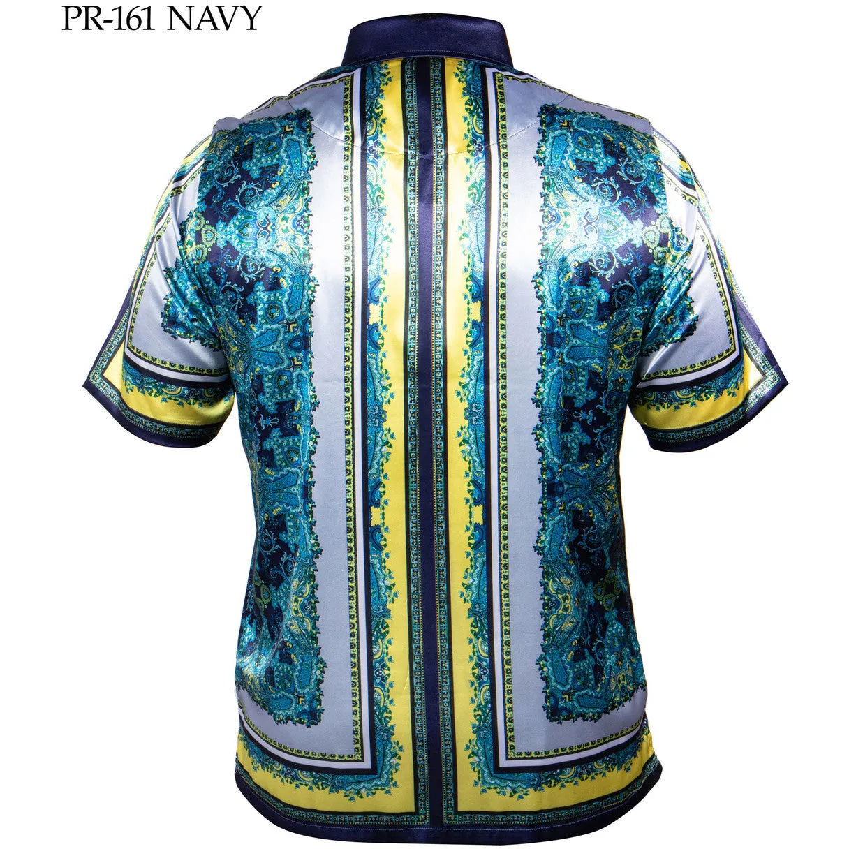 PRESTIGE VERSACE INSPIRED NAVY SATIN SHIRT