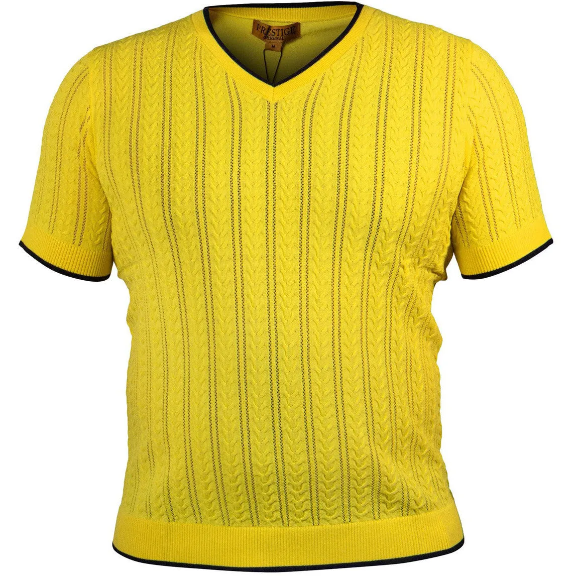 PRESTIGE YELLOW BLACK V-NECK KNIT SHIRT