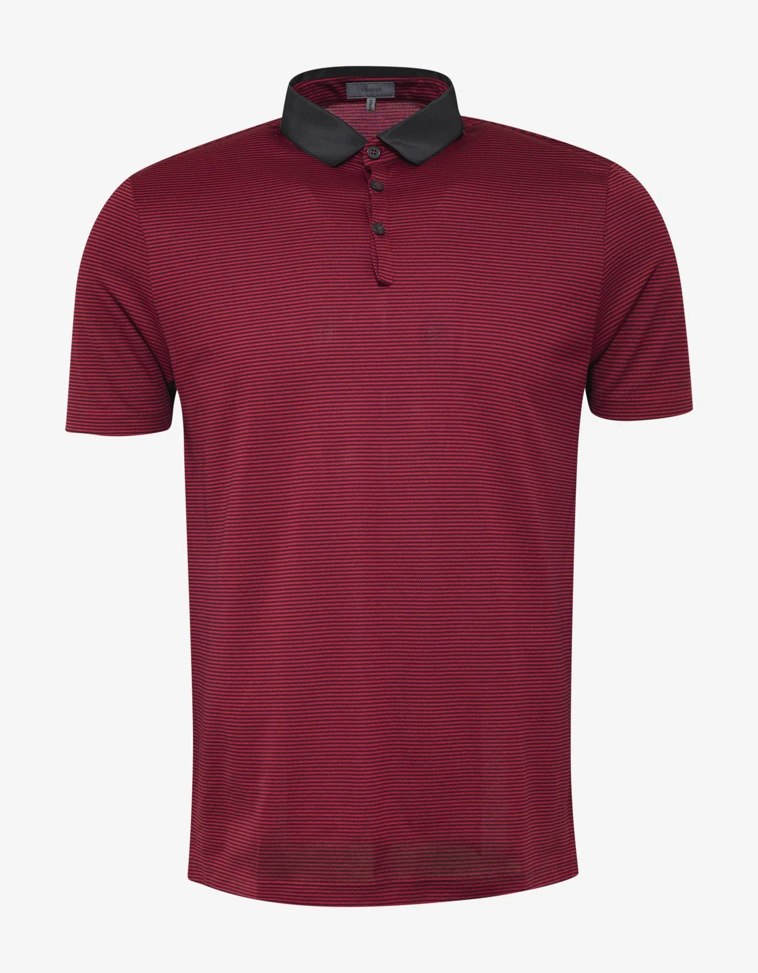 Red & Brown Stripe Grosgrain Collar Polo T-Shirt