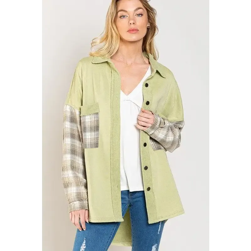 Relaxed Fit Plaid Detail Jacket