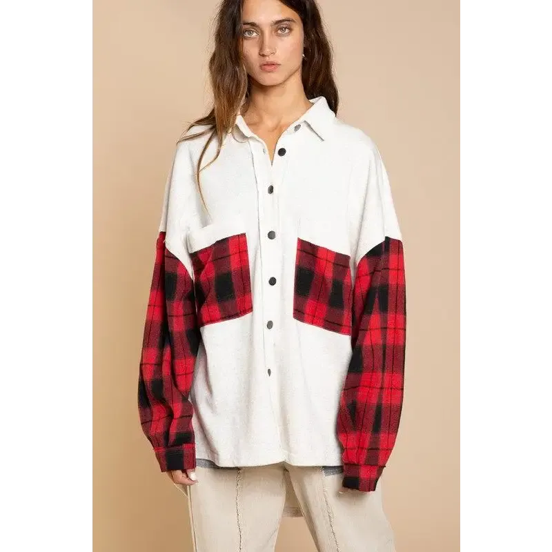 Relaxed Fit Plaid Detail Jacket