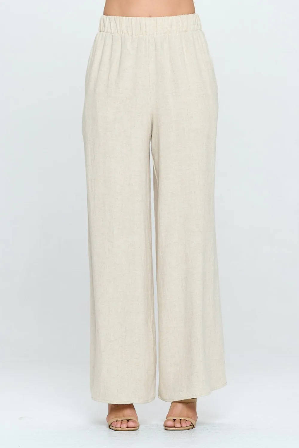 RENEE C Linen Wide Leg Pants with Pockets