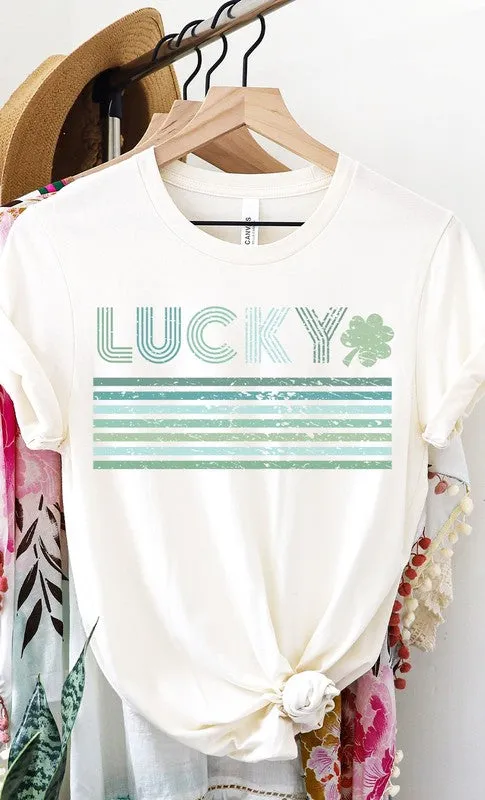 Retro Distressed Lucky Stripe Shamrock Graphic Tee