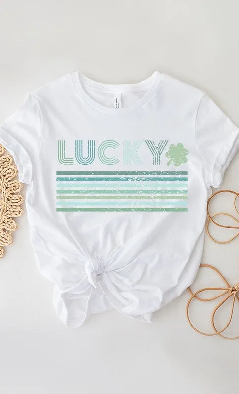 Retro Distressed Lucky Stripe Shamrock Graphic Tee