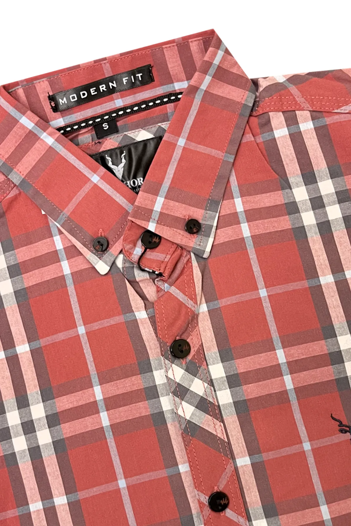 Salmon Pink Button Down Casual Check Shirt