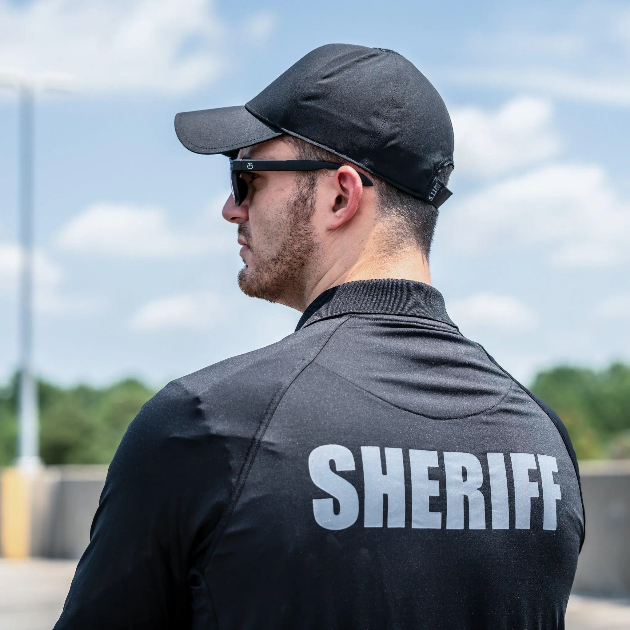 [SHERIFF] Reflective Men's Performance Polo [BLK/REF]