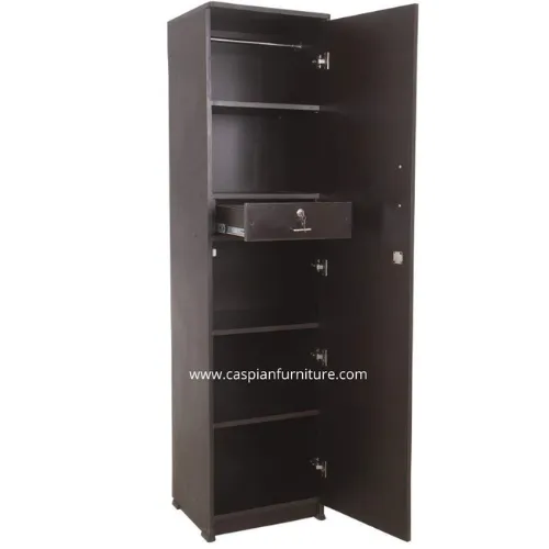 Single Door Wardrobe with Locker, 1 Drawer, Hanger and Mirror