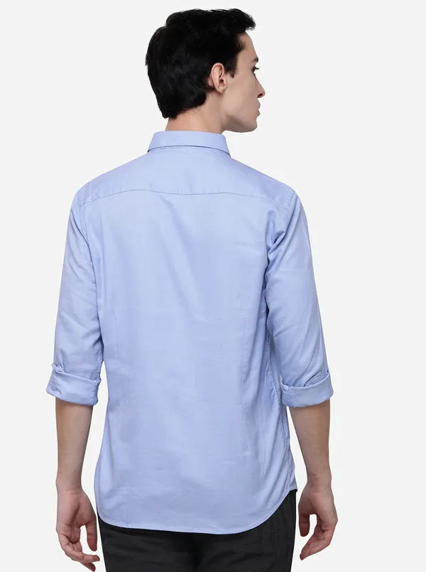 Sky Blue Tailored Fit Solid Casual Shirt | JadeBlue