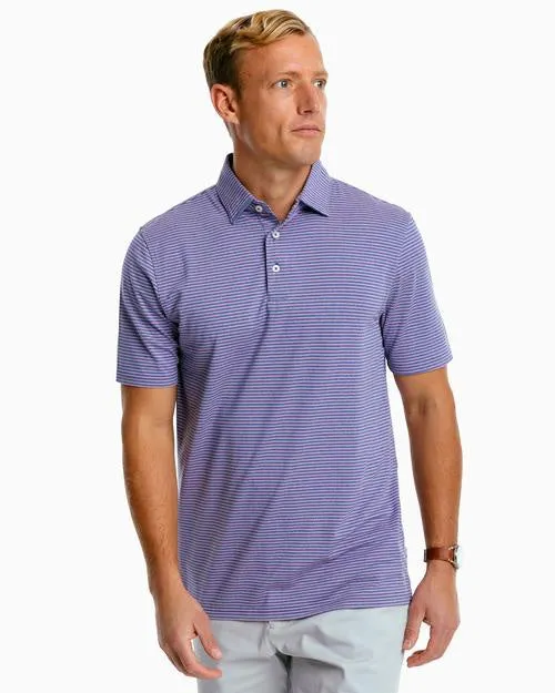 Southern Tide Men's  Ryder Heathered Stripped Performance  Polo/Heather Blue Cove