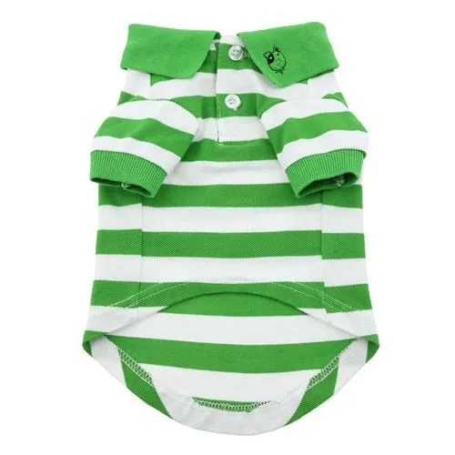 Striped Dog Polos - Greenery and White