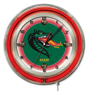 UAB Blazers HBS Neon Red Green College Battery Powered Wall Clock (19")