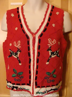 Ugly Christmas Sweater Leaping Reindeer Vest