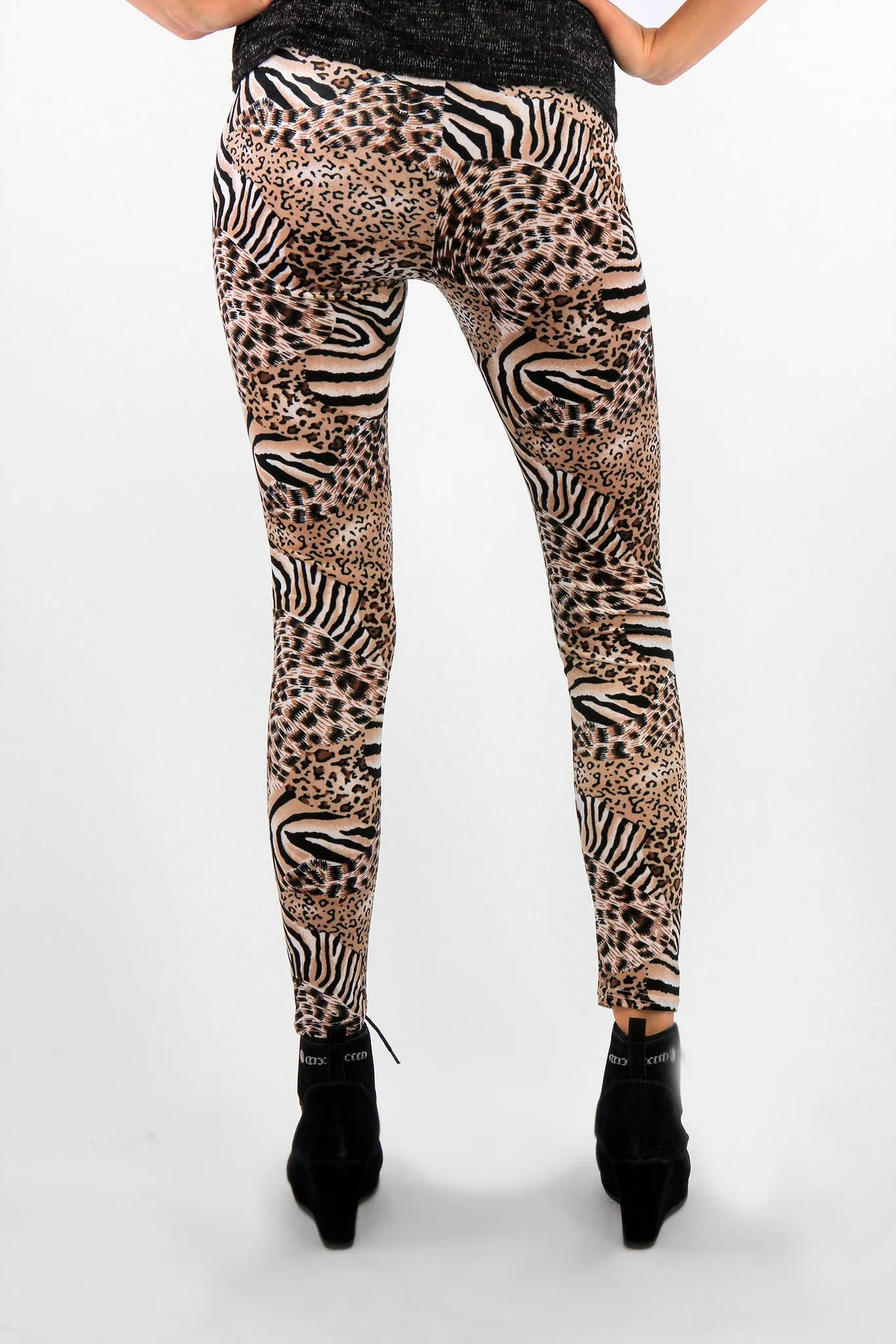 Velvet Texture Animal Print Leggings