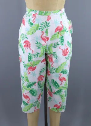 Vintage 1980s Flamingo Print Capri Pants