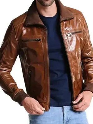 Vintage Brown Cafe Racer Bomber Jacket