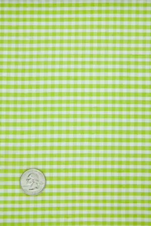 White Lime Green Gingham Shantung 432 Fabric