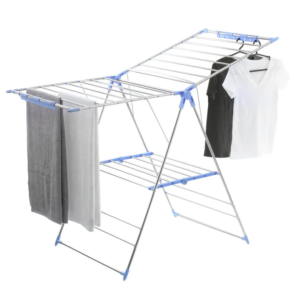 Wide 28 Rail Stainless Steel A-Frame Clothes Airer & Bonus Hangers