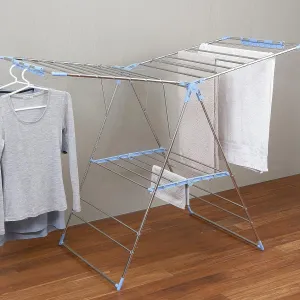 Wide 28 Rail Stainless Steel A-Frame Clothes Airer & Bonus Hangers