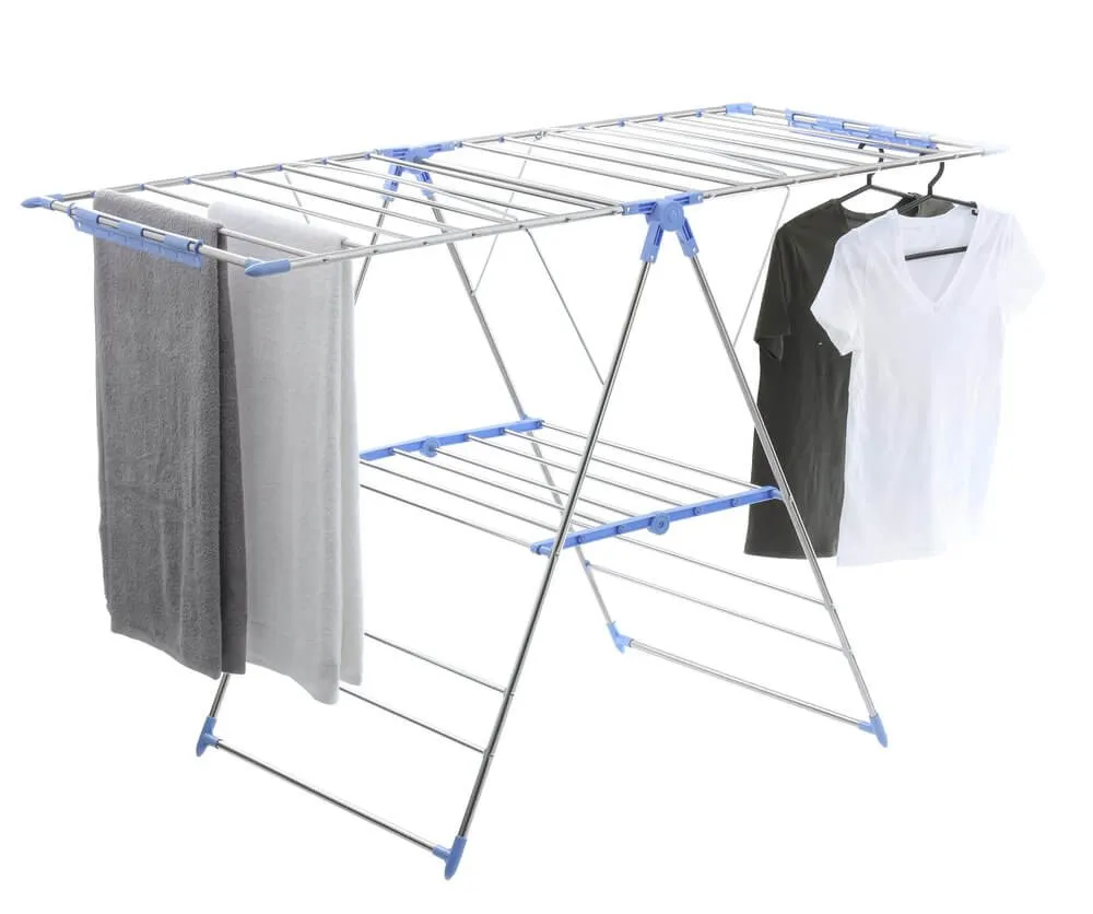 Wide 28 Rail Stainless Steel A-Frame Clothes Airer & Bonus Hangers