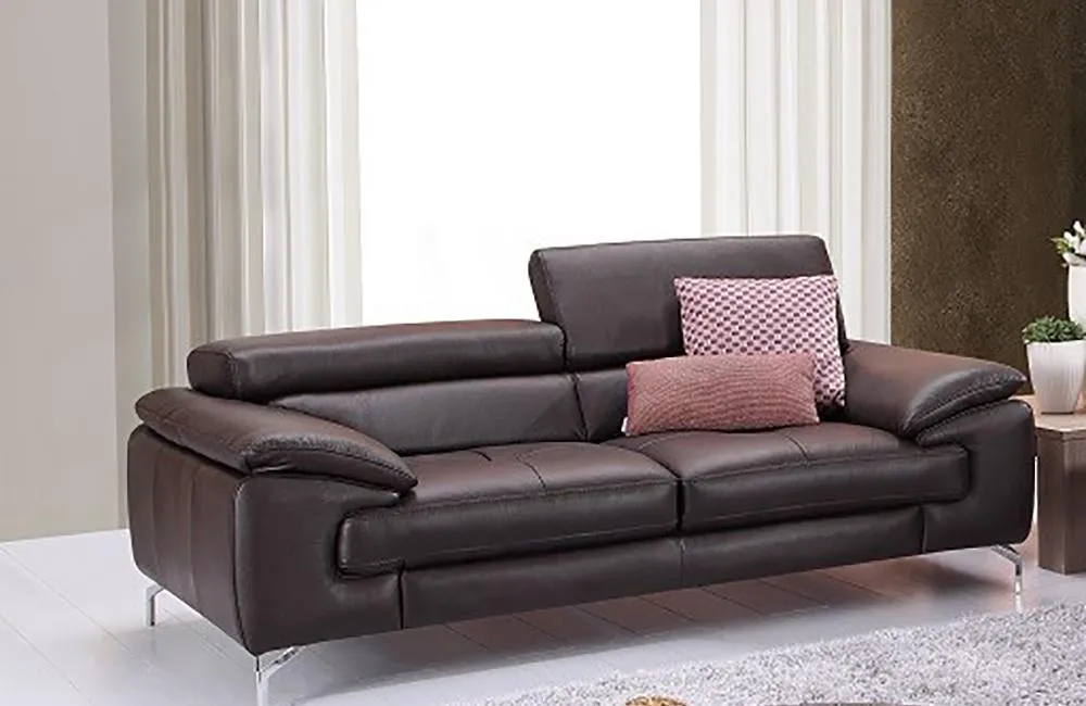 William Premium Leather Sofa in Coffee