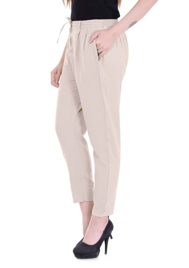 Women Cotton Flax Solid Pant