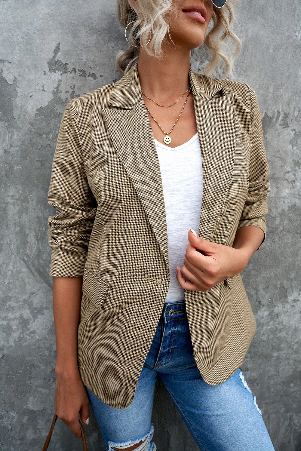 Women's Long Sleeve Casual Blazer Button Open Front Jacket Suit