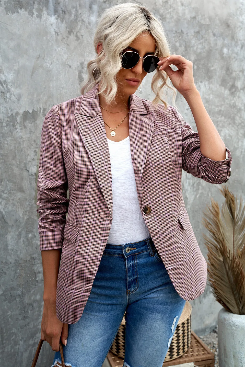 Women's Long Sleeve Casual Blazer Button Open Front Jacket Suit